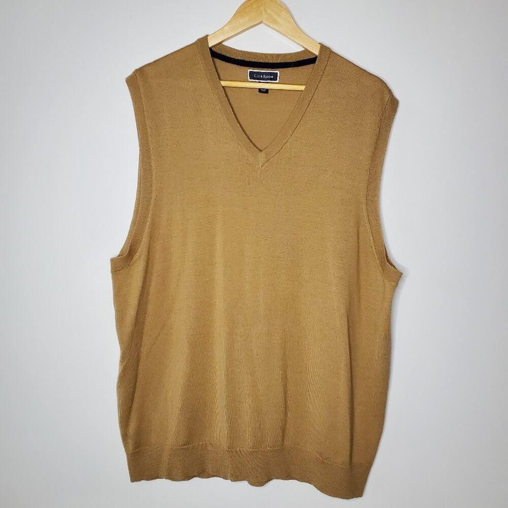 Club Room Men's tan/brown Merino Wool sweater Vest Size XXL